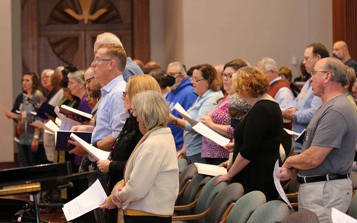 More than 80 moderators from across the PC(USA) are in Louisville this weekend for the 2022 Moderators&rsquo; Conference at the Presbyterian Center. More than 60 others are joining online. The conference began in worship Friday morning. Photo by Rick Jones